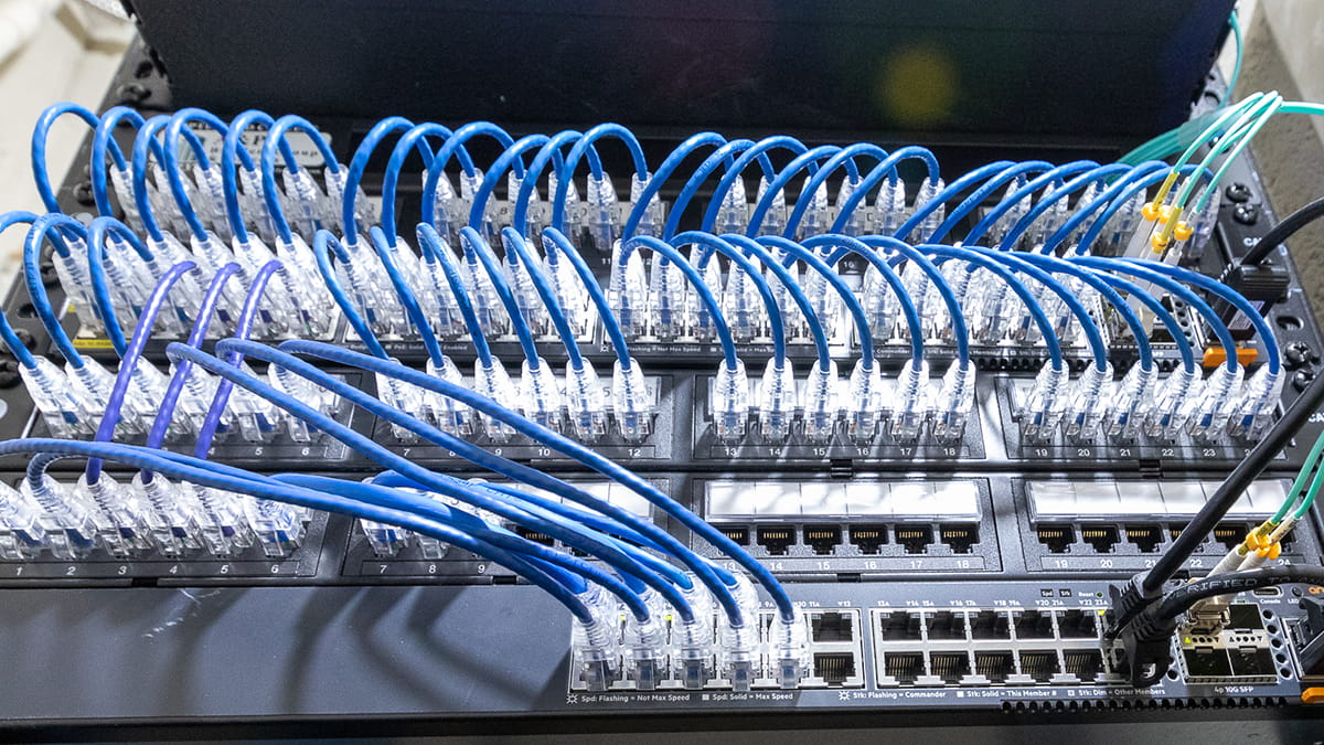 Comprehensive network cabling setup by APB Telecom for LAN, WAN, and VoIP networks